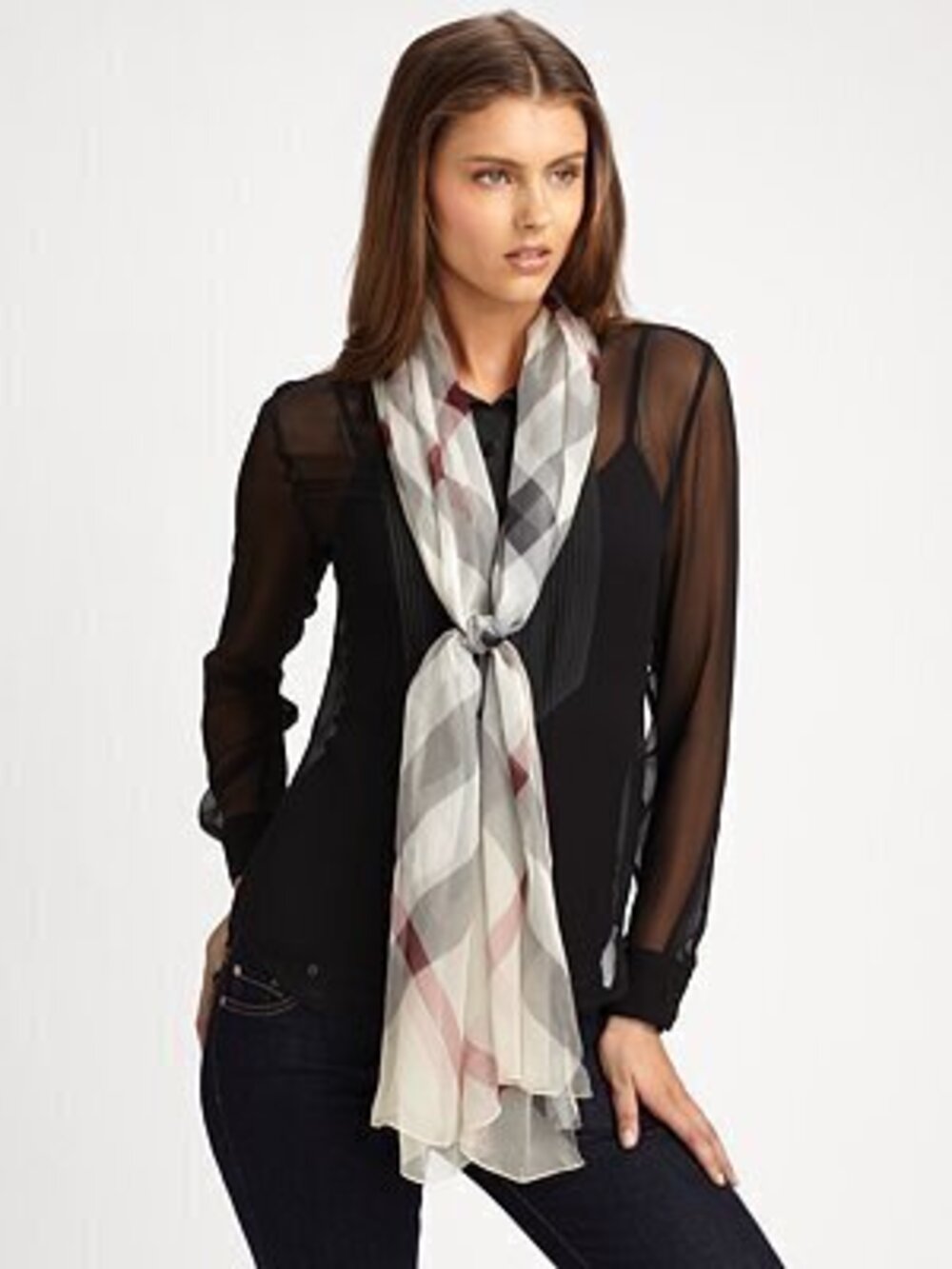 Burberry Silk Half Mega Check Scarf - Violet One Size